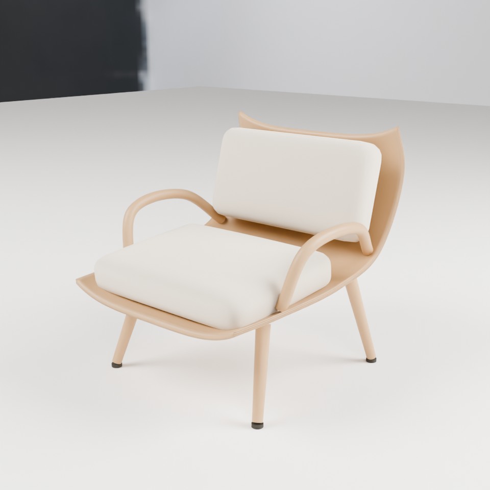 Original 3D model render of the Linea Lounge in natural timber